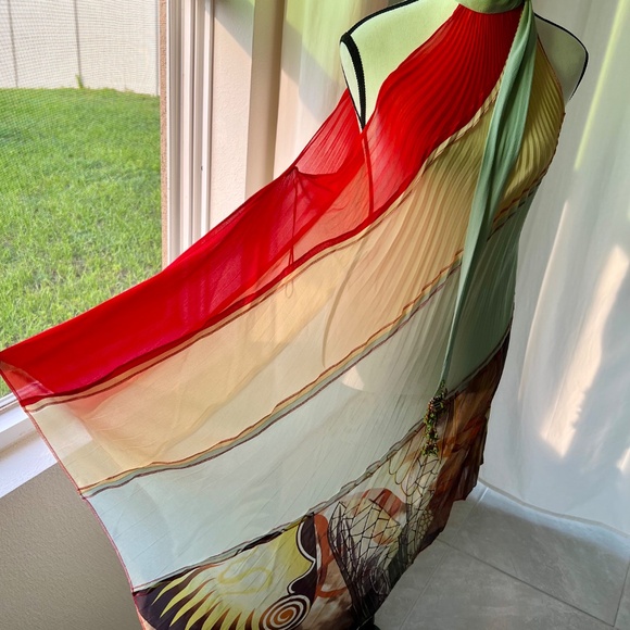 SOLD! Jean Paul Gaultier Femme Silk Halter Dress IT44 US10 Beaded Ties VTG Rare - Picture 13 of 16